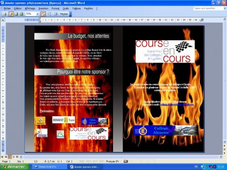 La couverture et la dernière page de notre plaquette commerciale